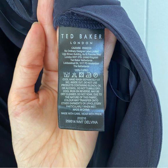 NWT Ted Baker Delvina Halterneck Wide Leg Wrap Tie Jumpsuit Dark Navy Sz 0 US 2 - Picture 16 of 16